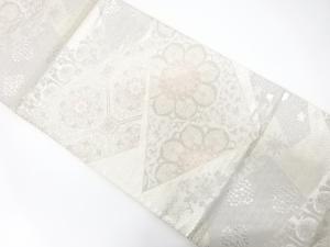 切りばめ風　華紋に古典柄・花唐草模様織り出し　袋帯